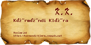 Körmöndi Klára névjegykártya