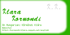 klara kormondi business card