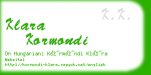 klara kormondi business card